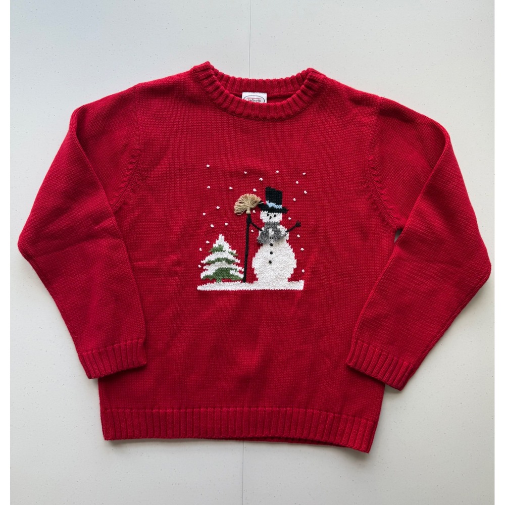 Talbot‎ Kids Red Christmas Holiday Sweater Snowman Winter Size 7X Festive